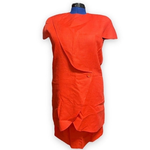 Vintage 60s/70s William Pearson Red-Orange Top Skirt Set Mini Dress Size Medium - Picture 1 of 15